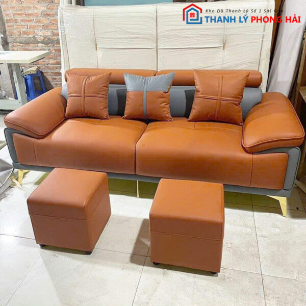 Thanh Lý Băng Sofa Bọc Da Cam Hiện Đại Mới 99% 3