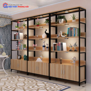 Thanh Lý Kệ Trưng Bày Gỗ Khung Sắt (2 Màu) 2 ke-trung-bay-go-khung-sat-1