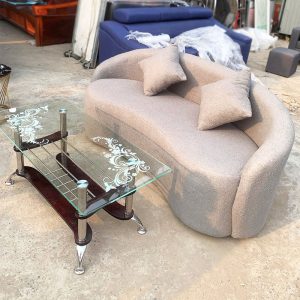Thanh Lý Bộ Sofa Cong Bọc Nhung Xám Mới 99%