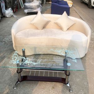 Thanh Lý Bộ Sofa Cong Bọc Nhung Xám Mới 99%