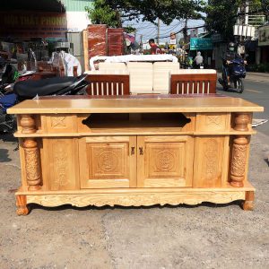 Thanh Lý Kệ Tivi Cột Nho Gỗ Sồi Cao Cấp Mới 99%