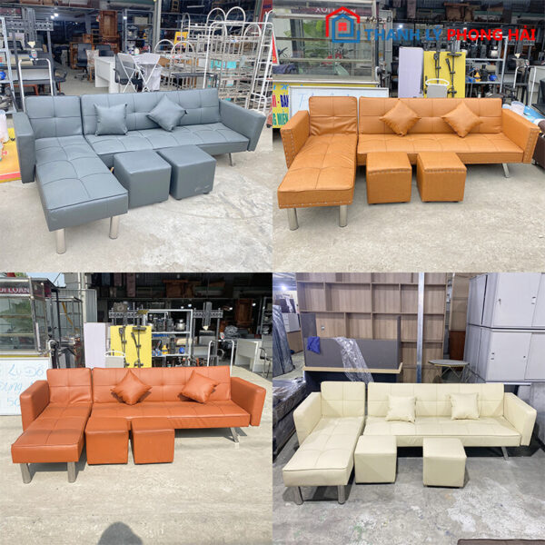 Thanh Lý Bộ Sofa Bed Bọc Da Góc L Mới 99% (nhiều mẫu) 1