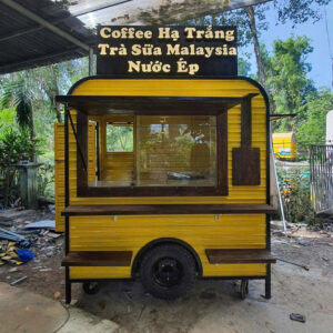 Mẫu kiot bán cafe di động tông vàng
