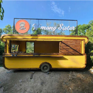 Mẫu kiot bán cafe di động tông vàng