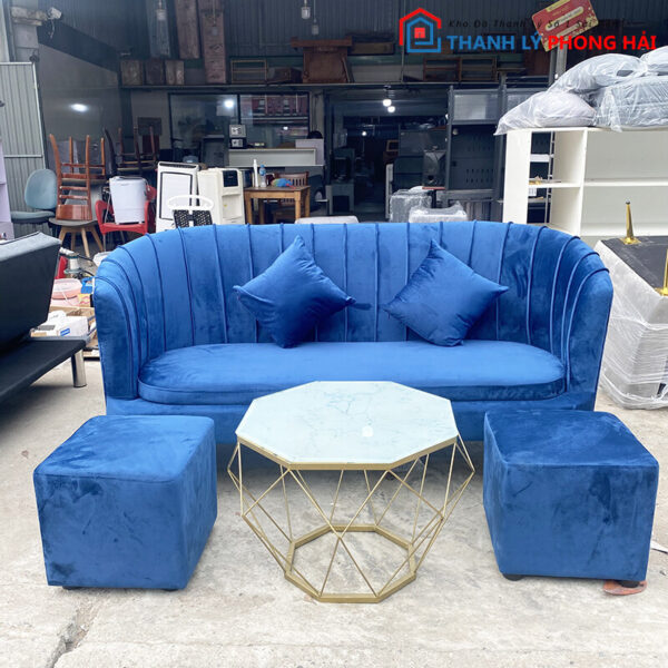 Thanh Lý Bộ Sofa Nhung Xanh 1m8 Mới 99% 1