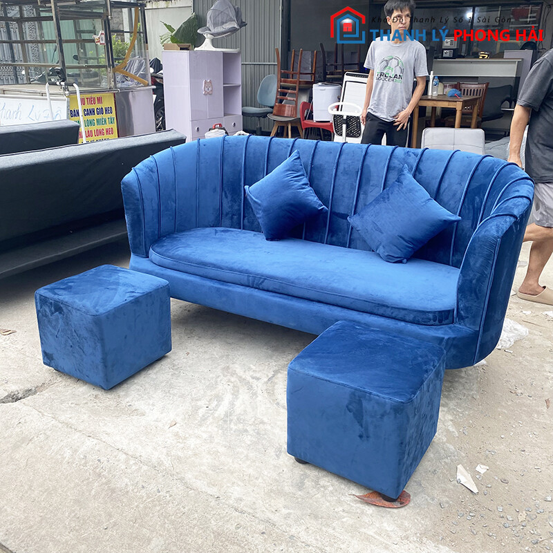 sofa-thanh-ly-gia-re-tphcm-17 Thanh Lý Bộ Sofa Nhung Xanh 1m8 Mới 99%  