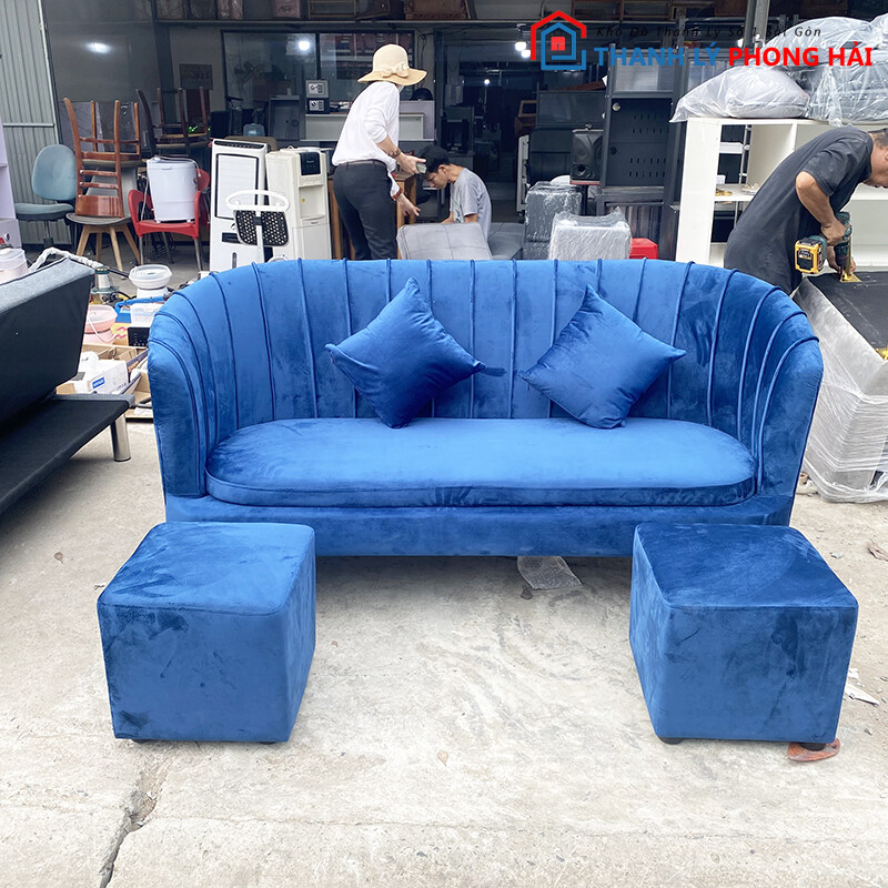 sofa-thanh-ly-gia-re-tphcm-18 Thanh Lý Bộ Sofa Nhung Xanh 1m8 Mới 99%  