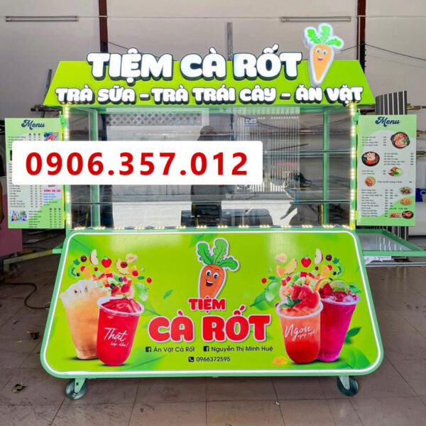 Xe Đẩy Bán Trà Trái Cây + Đồ Ăn Vặt