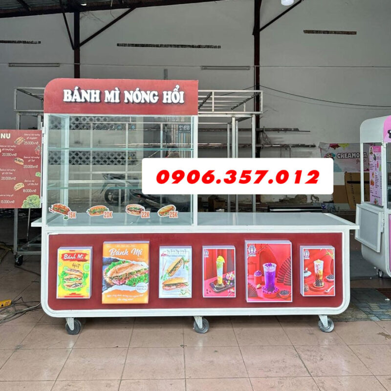 Thanh Lý Xe Bán Bánh Mì Size Lớn 6 Bánh (Sắt + Alu)