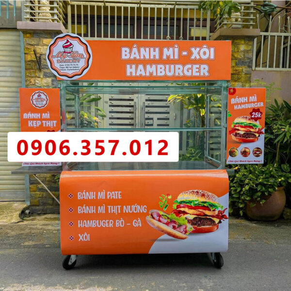 Xe đẩy bán bán mì hambuger