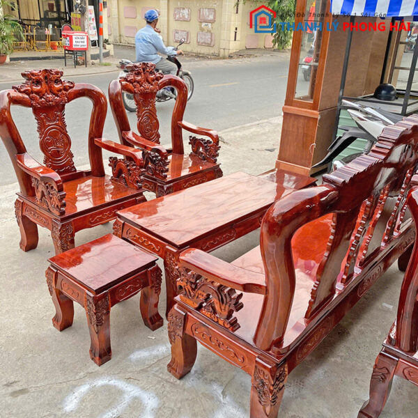 Bộ Salon Gỗ Tay 10 Chạm Rồng Cao Cấp Mới 99% 1