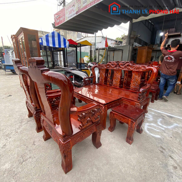 Bộ Salon Gỗ Tay 10 Chạm Rồng Cao Cấp Mới 99% 3