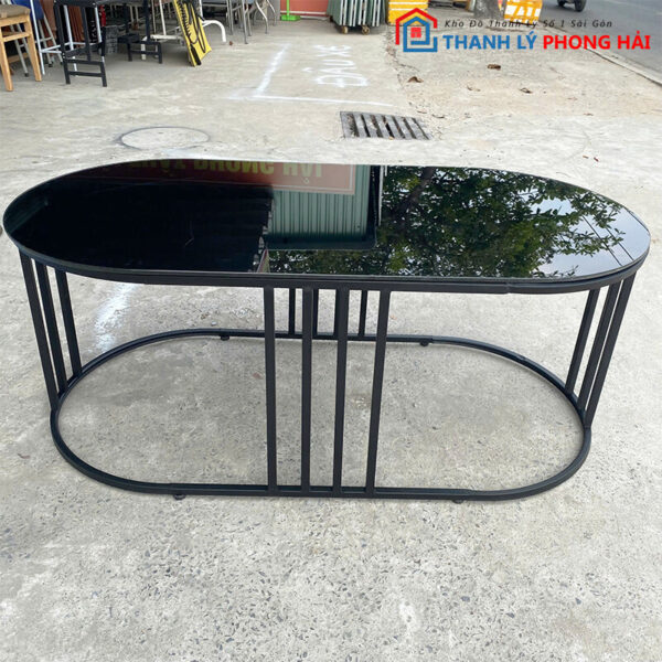 Thanh Lý Bàn Trà Mặt Oval Đen Mới 99% 1