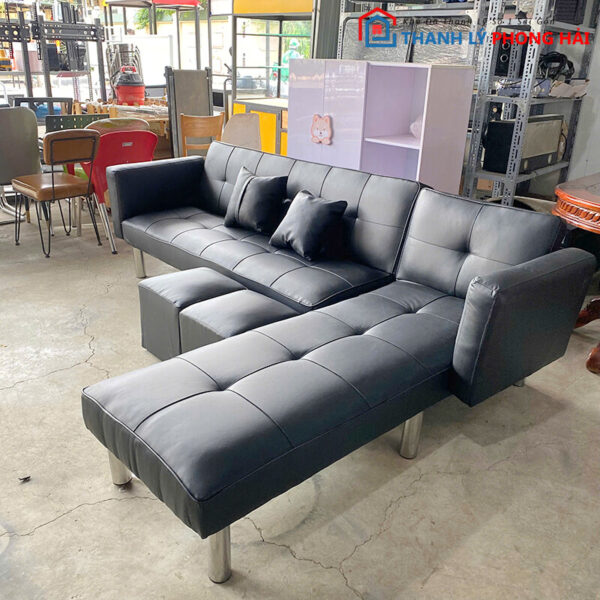 Sofa Bed Góc L 1m9 Bọc Da Hiện Đại Mới 99% 1