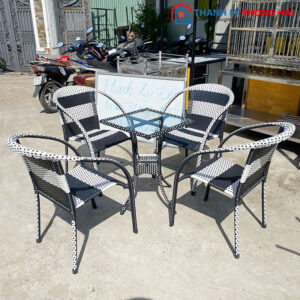 Bộ Bàn Ghế Cafe Nhựa Giả Mây Đẹp Như Mới 99% 7