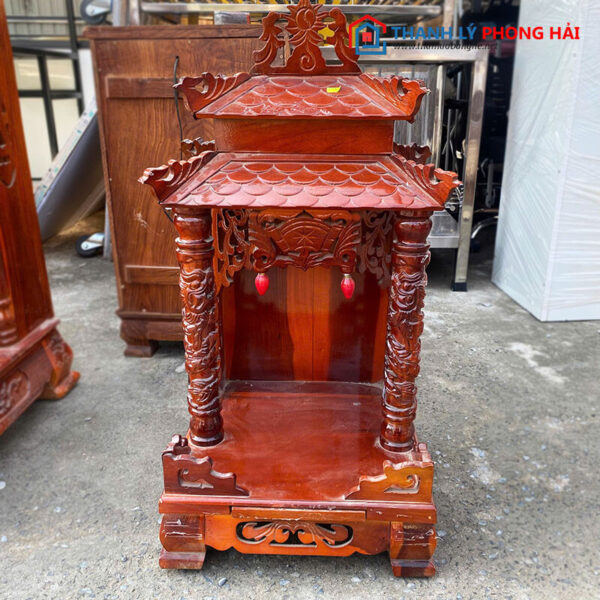 Bàn Thờ Thần Tài Mái Ngói Gỗ TN Cũ 40cm