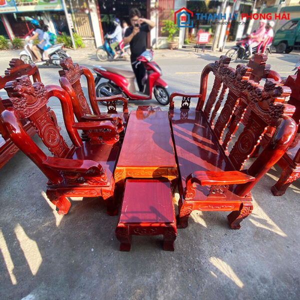 Bộ Salon Gỗ Tràm Đỉnh Nghê Tay 10 Cũ