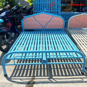 Thanh Lý Giường Sắt 1m6 Tựa Mẫu Hoa Văn Mới 99%