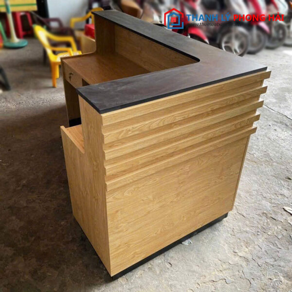 Thanh Lý Quầy Lễ Tân Chữ L Phối Vân Gỗ Mới 99%