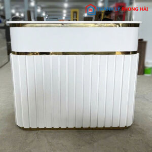 Thanh Lý Quầy Lễ Tân Trắng Viền Mạ Vàng Mới 99%