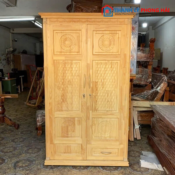 Thanh Lý Tủ Quần Áo Gỗ Thông 2 Cánh Mới 99%