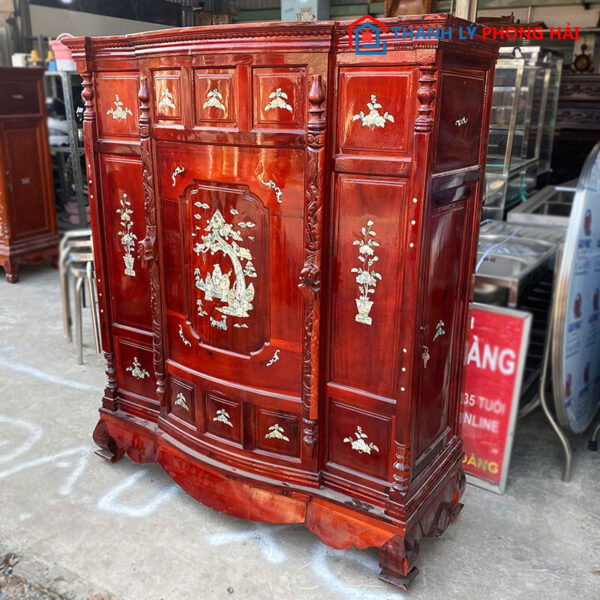 Tủ Thờ Gỗ Tràm Khảm Xà Cừ 1m27 Cũ