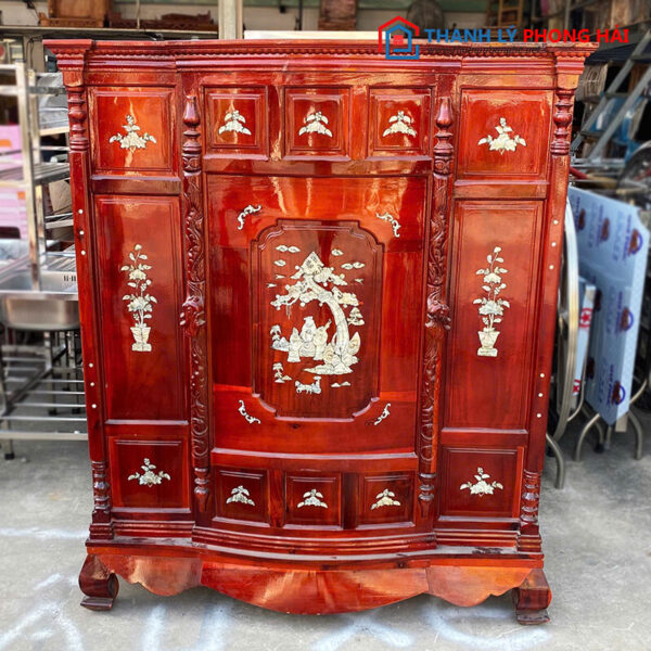 Tủ Thờ Gỗ Tràm Khảm Xà Cừ 1m27 Cũ