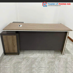 Thanh Lý Bàn Giám Đốc Gỗ Chữ L Nâu Viền Trắng Mới 99%