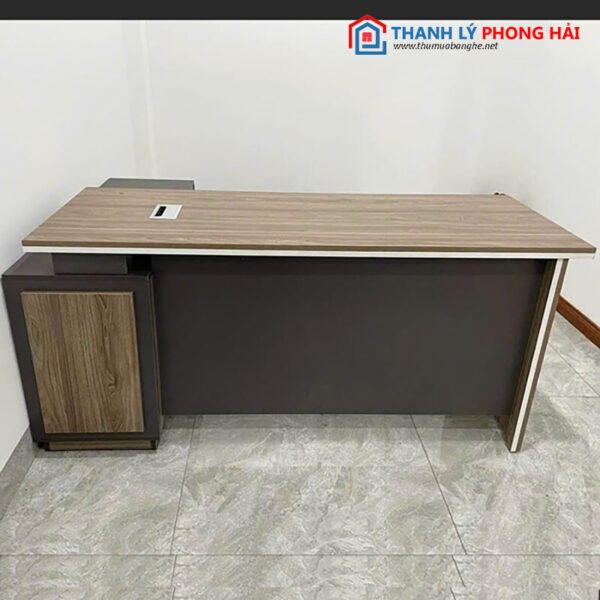 Thanh Lý Bàn Giám Đốc Gỗ Chữ L Nâu Viền Trắng Mới 99%