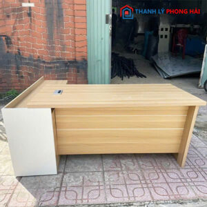 Thanh Lý Bàn Giám Đốc Góc L Gỗ Trắng Vàng Mới 99%