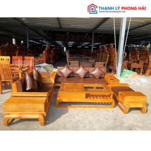 Thanh Lý Bộ Salon Gỗ Sồi Nguyên Tấm Mới 99%