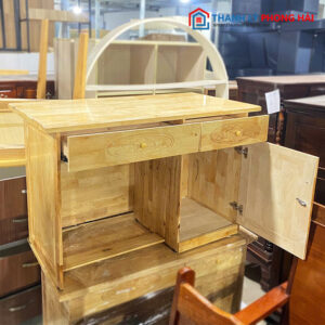 Thanh Lý Bàn Gỗ Cao Su 1m2 Kèm Tủ Mới 99%