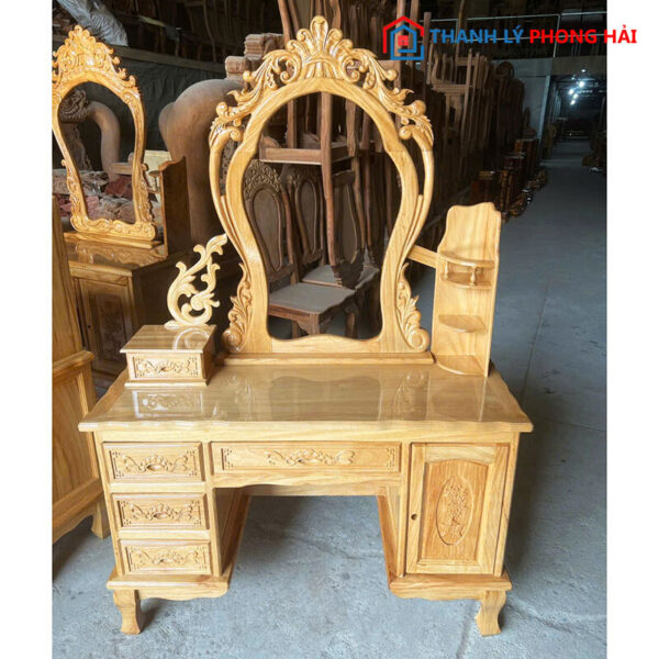 Thanh Lý Bàn Trang Điểm Chạm Hoa Gỗ Gõ Đỏ 1m1 Mới 99%