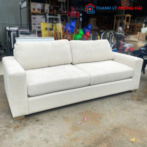 Thanh Lý Băng Sofa Trắng 2m2 Vải Canvas Mới 99% 2 Thanh Lý Băng Sofa Trắng 2m2 Vải Canvas Mới 99%