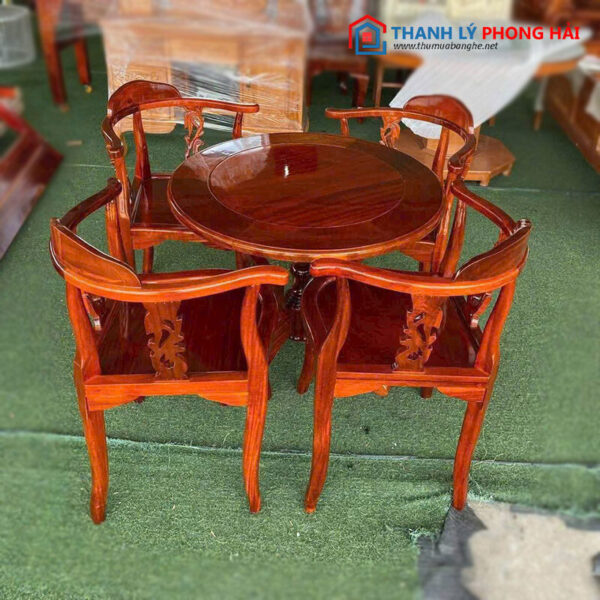 Thanh Lý Bộ Bàn Trà Gỗ Tràm 4 Ghế Mới 99%