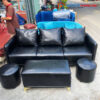 Thanh Lý Bộ Sofa Da Đen 2m Mới 99%