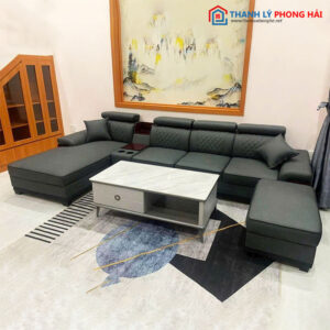 Thanh Lý Bộ Sofa Xanh Góc L 3m2 Kèm Bàn Trà - Đôn Mới 99%