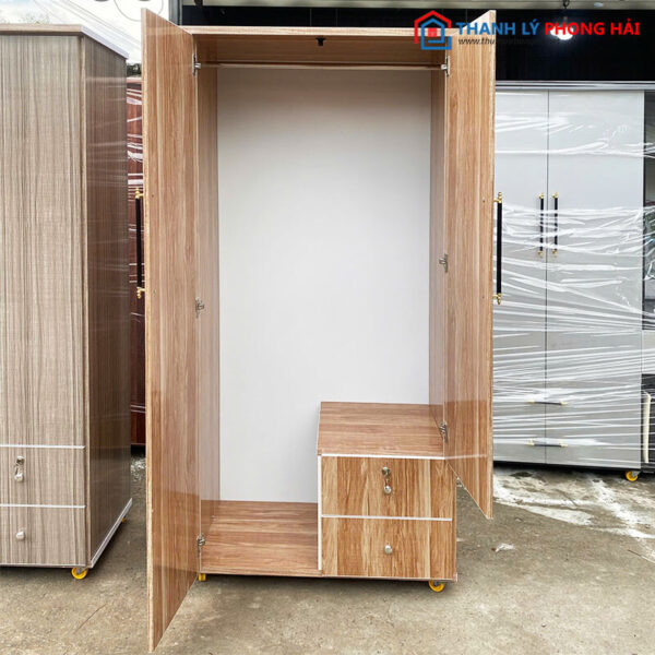 Thanh Lý Tủ Nhựa 2 Cánh 85cm Đơn Giản Mới 99% màu nâu mở cửa