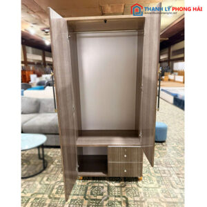 Thanh Lý Tủ Quần Áo Nhựa Vân Gỗ Sọc Mới 99%