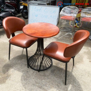 Thanh Lý Bộ Bàn Ghế Cafe Da May Viền Mới 99%