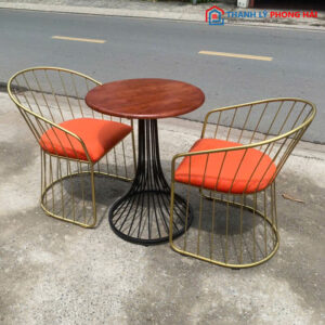 Thanh Lý Bộ Bàn Ghế Cafe Đế Đồng Mới 99%