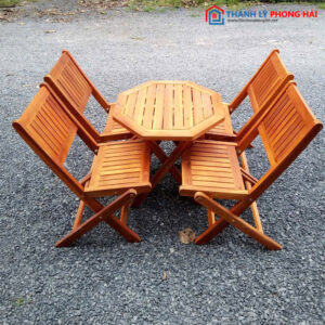 Thanh Lý Bộ Bàn Ghế Cafe Gỗ Gấp Gọn Mới 99%