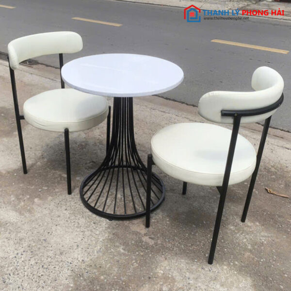 Thanh Lý Bộ Bàn Ghế Cafe Trắng Mới 99%