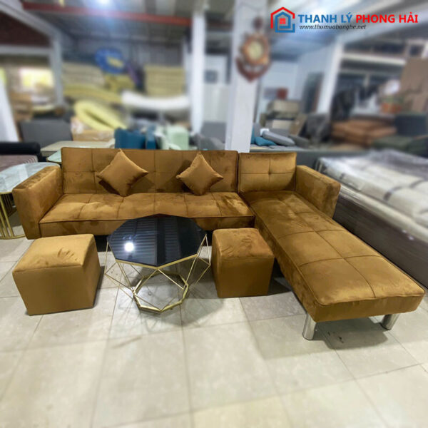 Thanh Lý Bộ Sofa Bed Nhung 2m6 Mới 99%