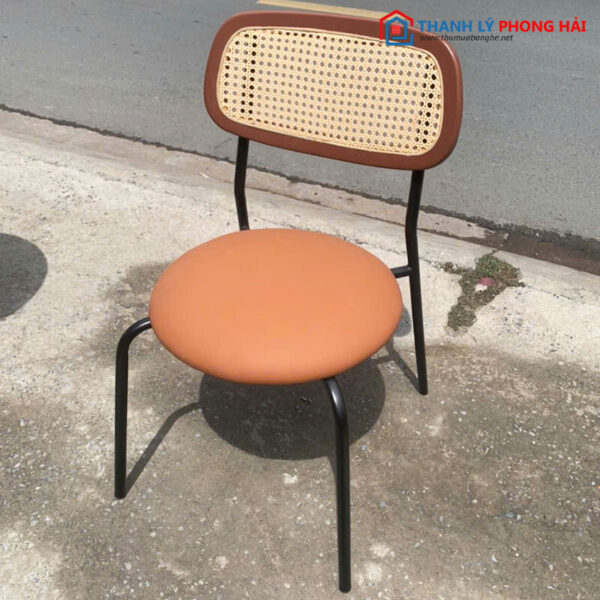 Thanh Lý Ghế Cafe Lưng Mây Đệm Nâu Mới 99%