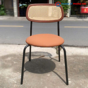 Thanh Lý Ghế Cafe Lưng Mây Đệm Nâu Mới 99%