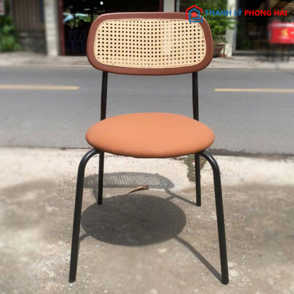 Thanh Lý Ghế Cafe Lưng Mây Đệm Nâu Mới 99%