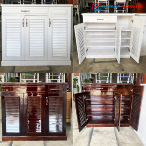 Thanh Lý Tủ Giày Gỗ Cao Su 3 Cánh 1m Cửa Lá Sách Mới 99%