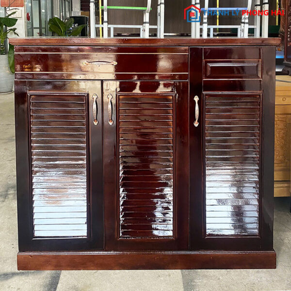 Thanh Lý Tủ Giày Gỗ Cao Su 3 Cánh 1m Cửa Lá Sách màu nâu