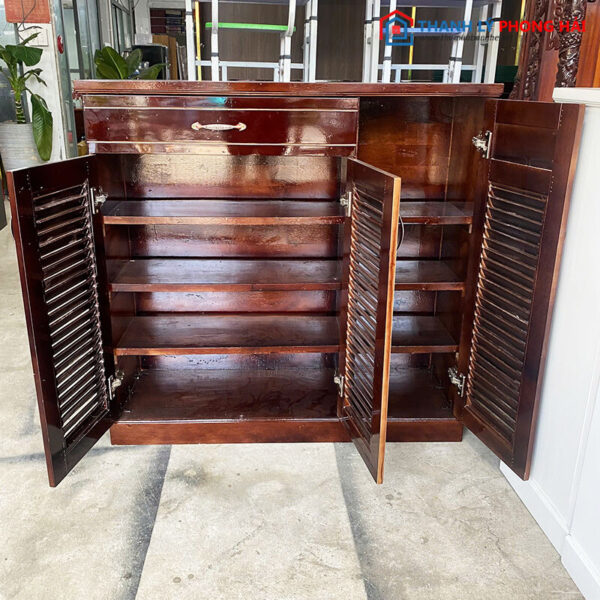 Thanh Lý Tủ Giày Gỗ Cao Su 3 Cánh 1m Cửa Lá Sách màu nâu